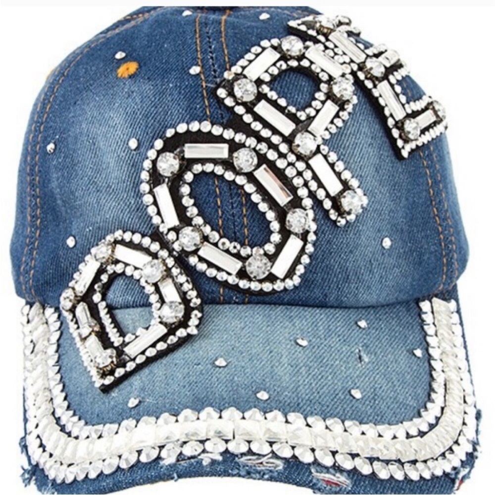 Callie Dope sparkly denim bling baseball cap